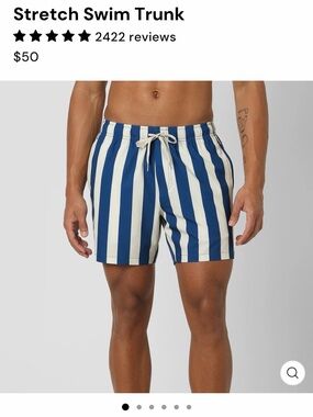 BEARBOTTOM swim trunks Large 5.5” Nantucket Stripe